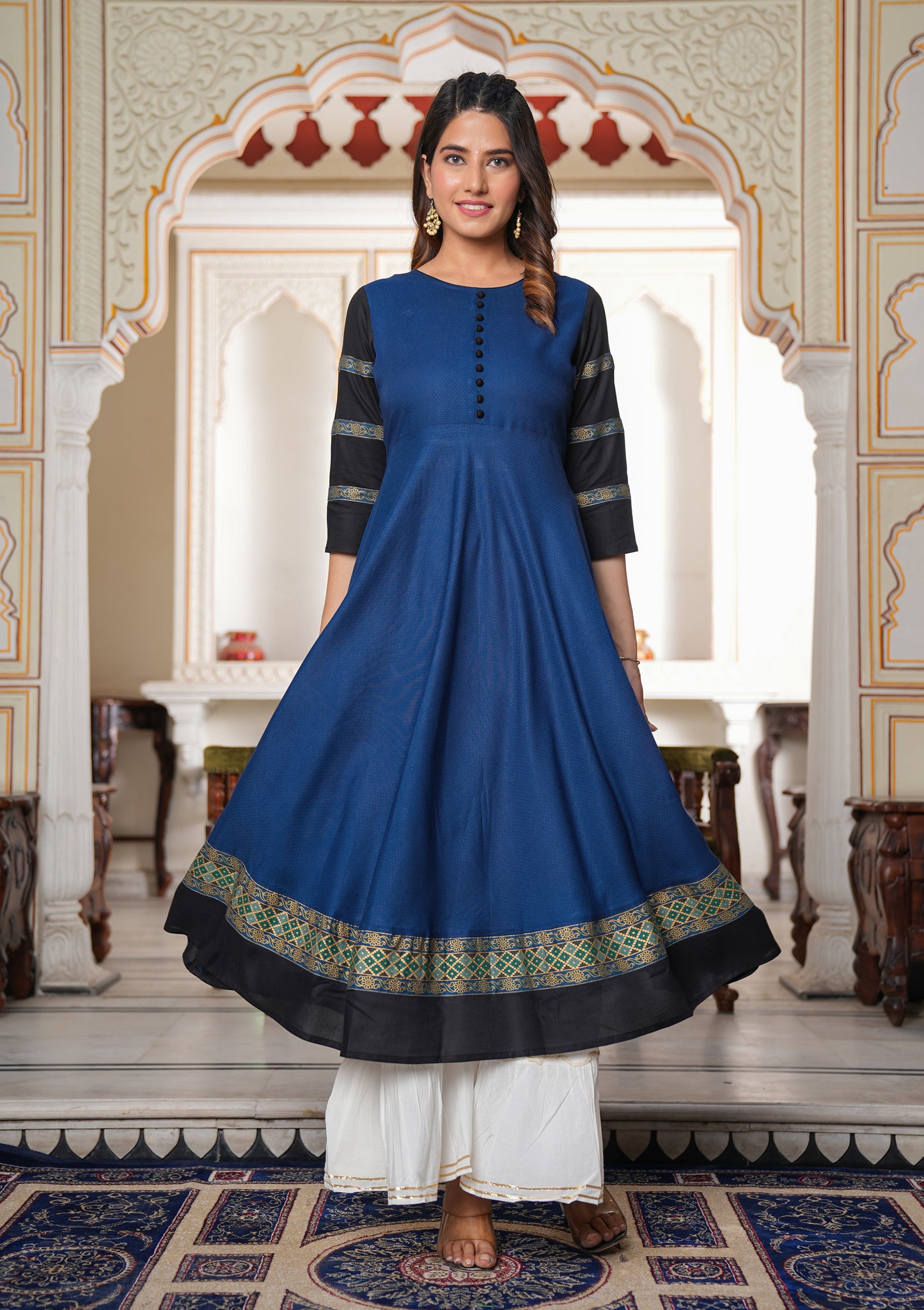 YASH GALLERY Women's Blue Anarkali Kurti (Blue)