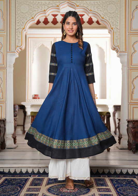 yash gallery womens blue anarkali kurti blue