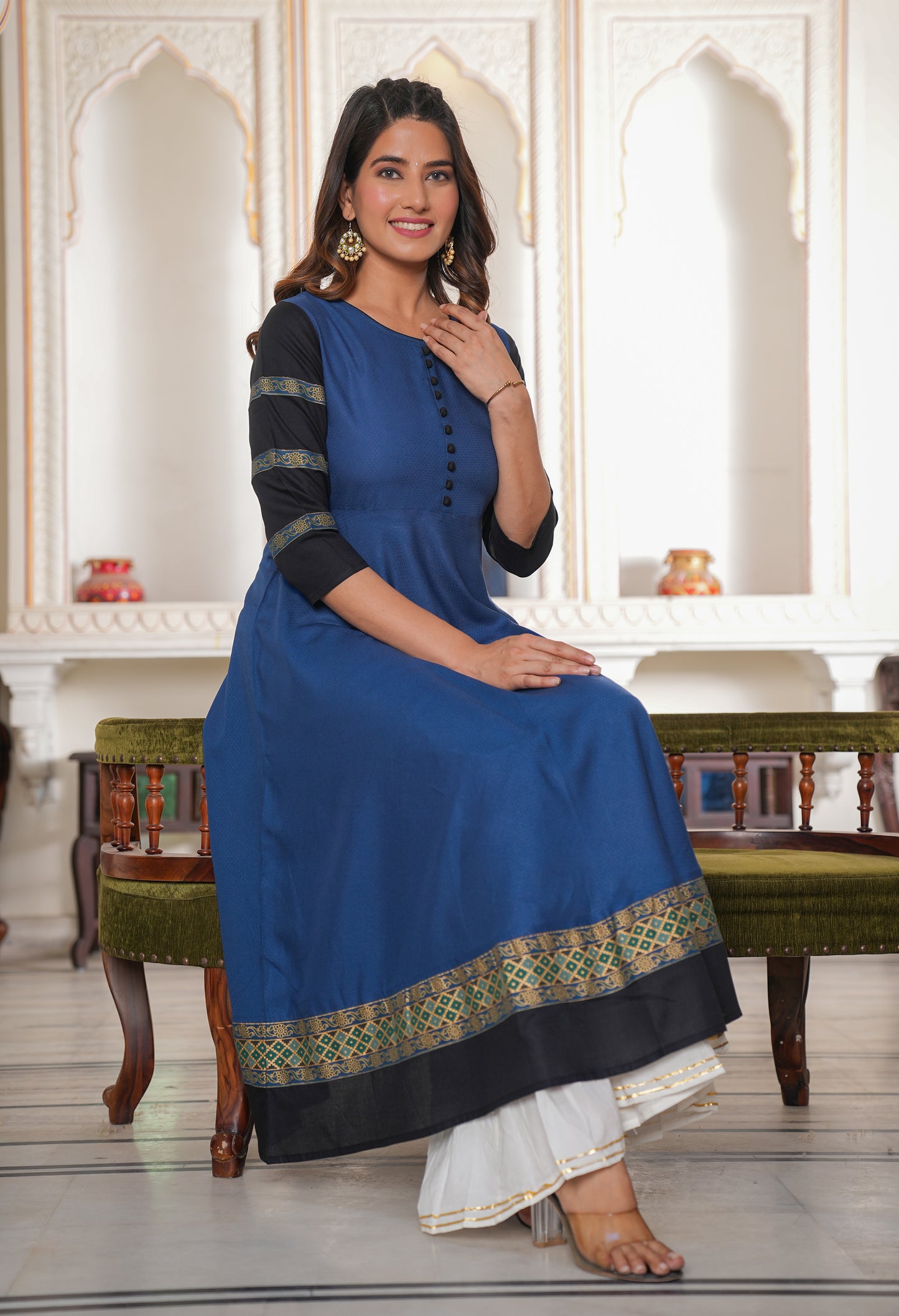 YASH GALLERY Women's Blue Anarkali Kurti (Blue)