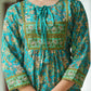 womens floral placement printed short kurti green