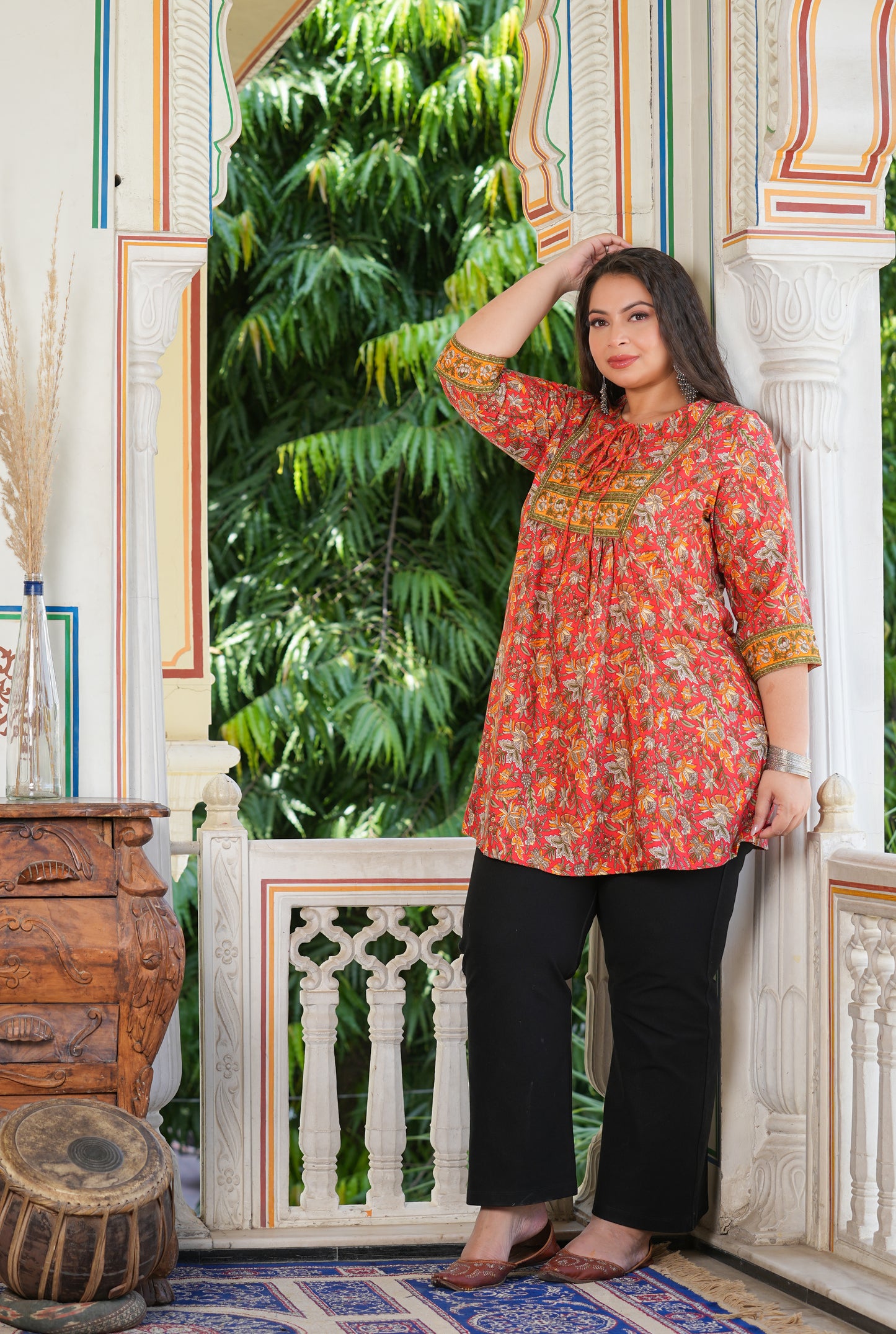YASH GALLERY Women's Rayon Geometrical Printed Short Kurti Plus Size