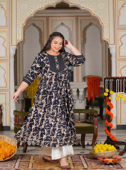 Cotton Tie & Dye Printed Anarkali Kurta