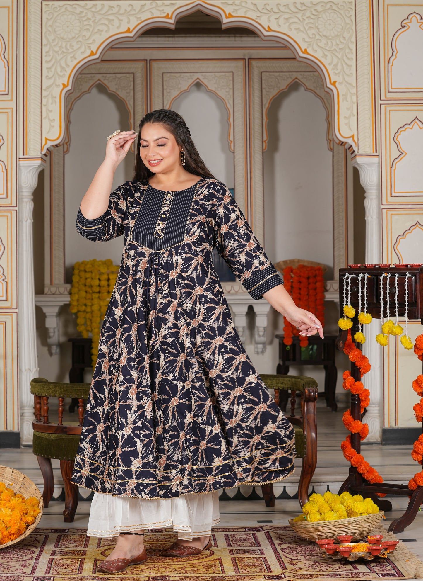 Cotton Tie & Dye Printed Anarkali Kurta