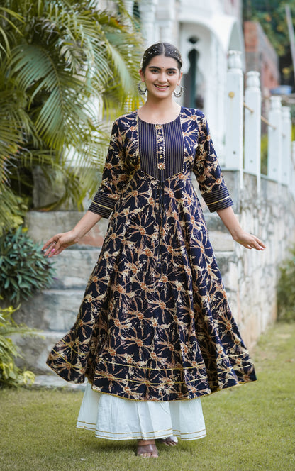 Cotton Tie & Dye Printed Anarkali Kurta