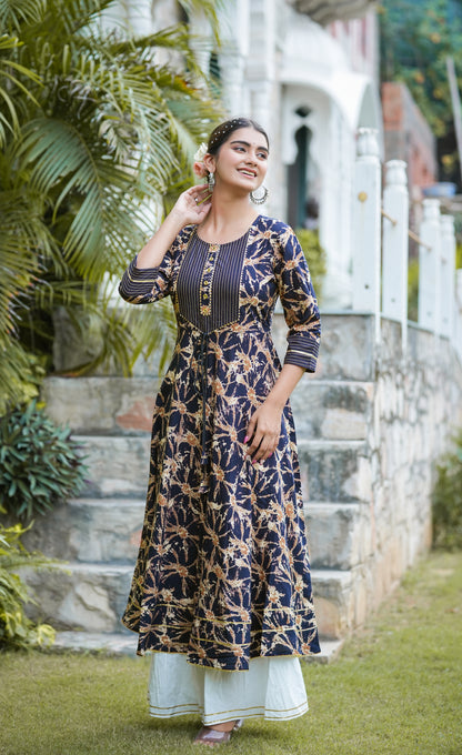 Cotton Tie & Dye Printed Anarkali Kurta