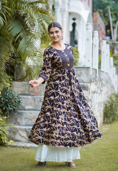 Cotton Tie & Dye Printed Anarkali Kurta