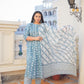 YASH GALLERY Women's Floral Printed Anarkali Kurta with Pants & Dupatta Set (Blue)