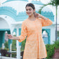 womens cotton floral printed short kurti orange