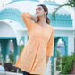 womens cotton floral printed short kurti orange