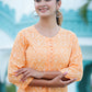 womens cotton floral printed short kurti orange