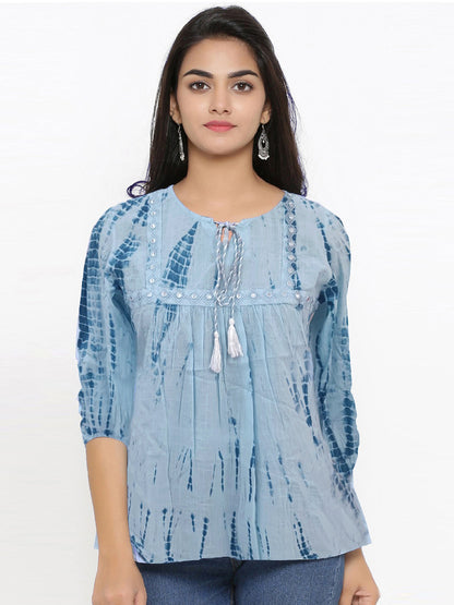 Yash Gallery Women's Plus Size Cotton Embroidered Top