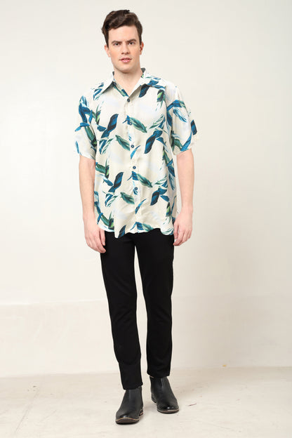 YASH GALLERY Men's Polyester Tropical Printed Regular Shirt