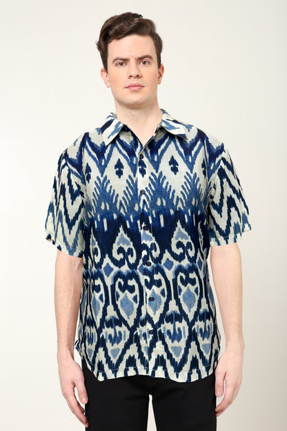 YASH GALLERY Men's Polyester Geometrical Printed Regular Shirt (Multi)