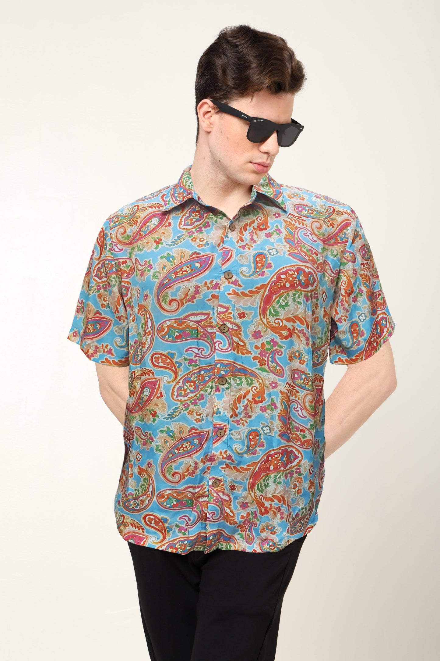 YASH GALLERY Men's Polyester Floral Printed Regular Shirt (Multi)