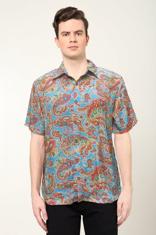 YASH GALLERY Men's Polyester Floral Printed Regular Shirt (Multi)