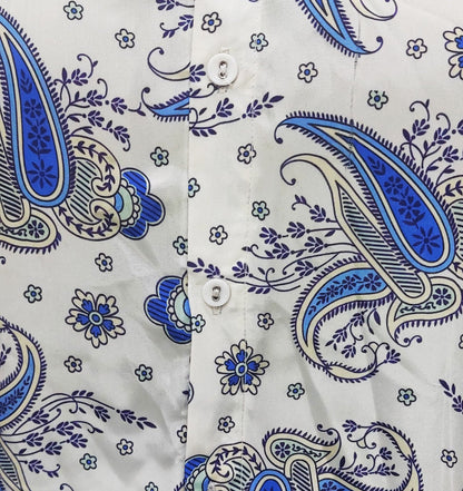 YASH GALLERY Men's Polyester Floral Buti Printed Regular Shirt (White)