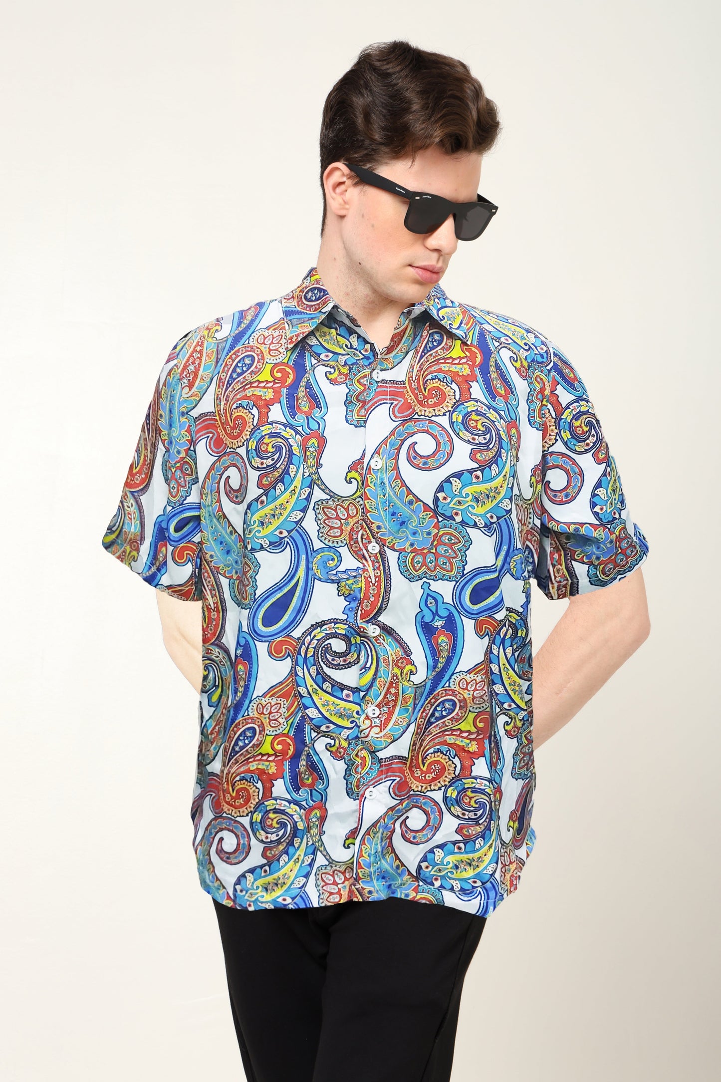 YASH GALLERY Men's Polyester Abstract Printed Regular Shirt (Multi)