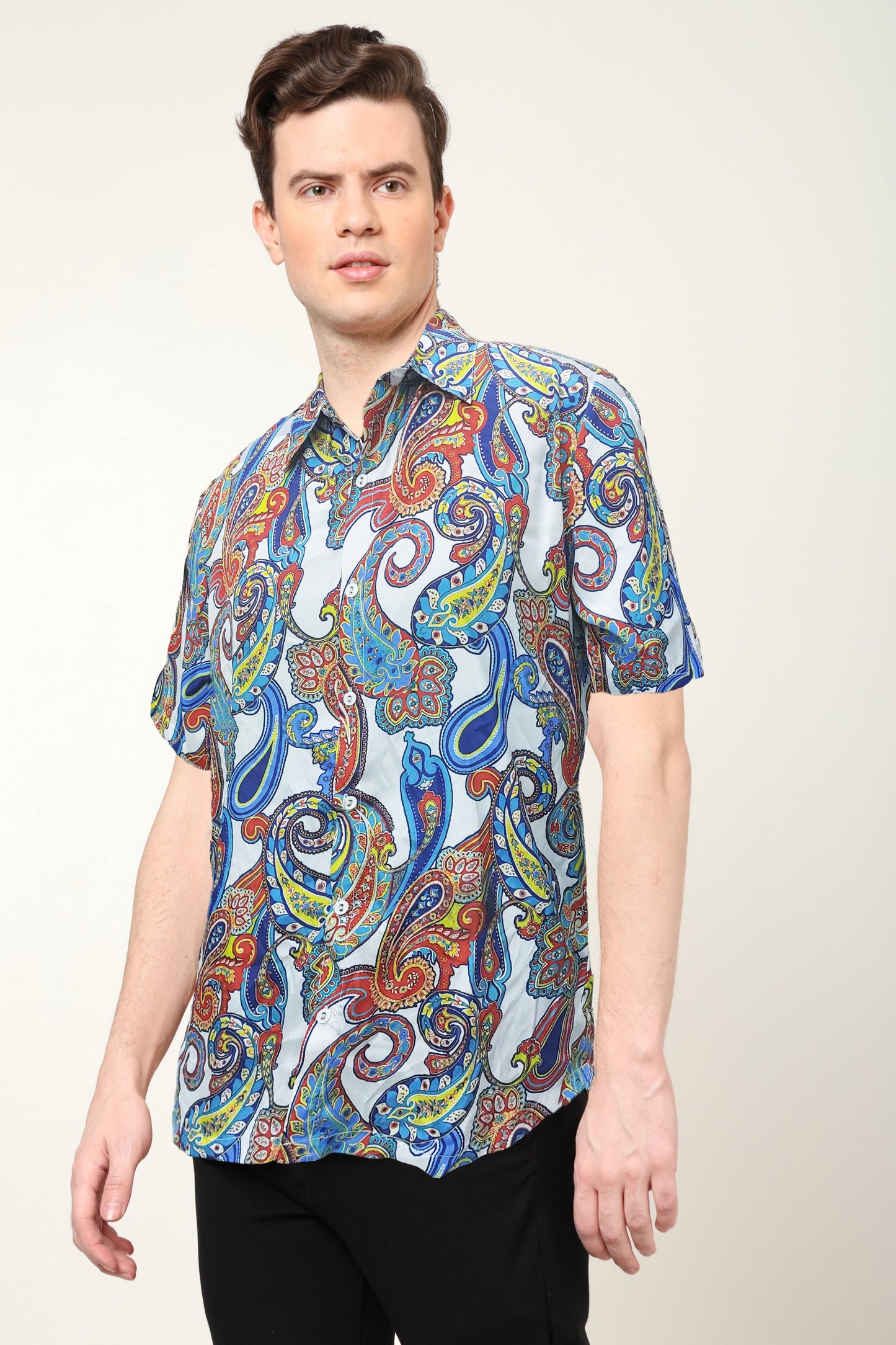 YASH GALLERY Men's Polyester Abstract Printed Regular Shirt (Multi)