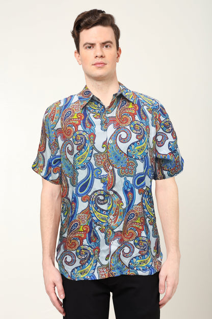 YASH GALLERY Men's Polyester Abstract Printed Regular Shirt (Multi)