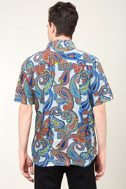 YASH GALLERY Men's Polyester Abstract Printed Regular Shirt (Multi)