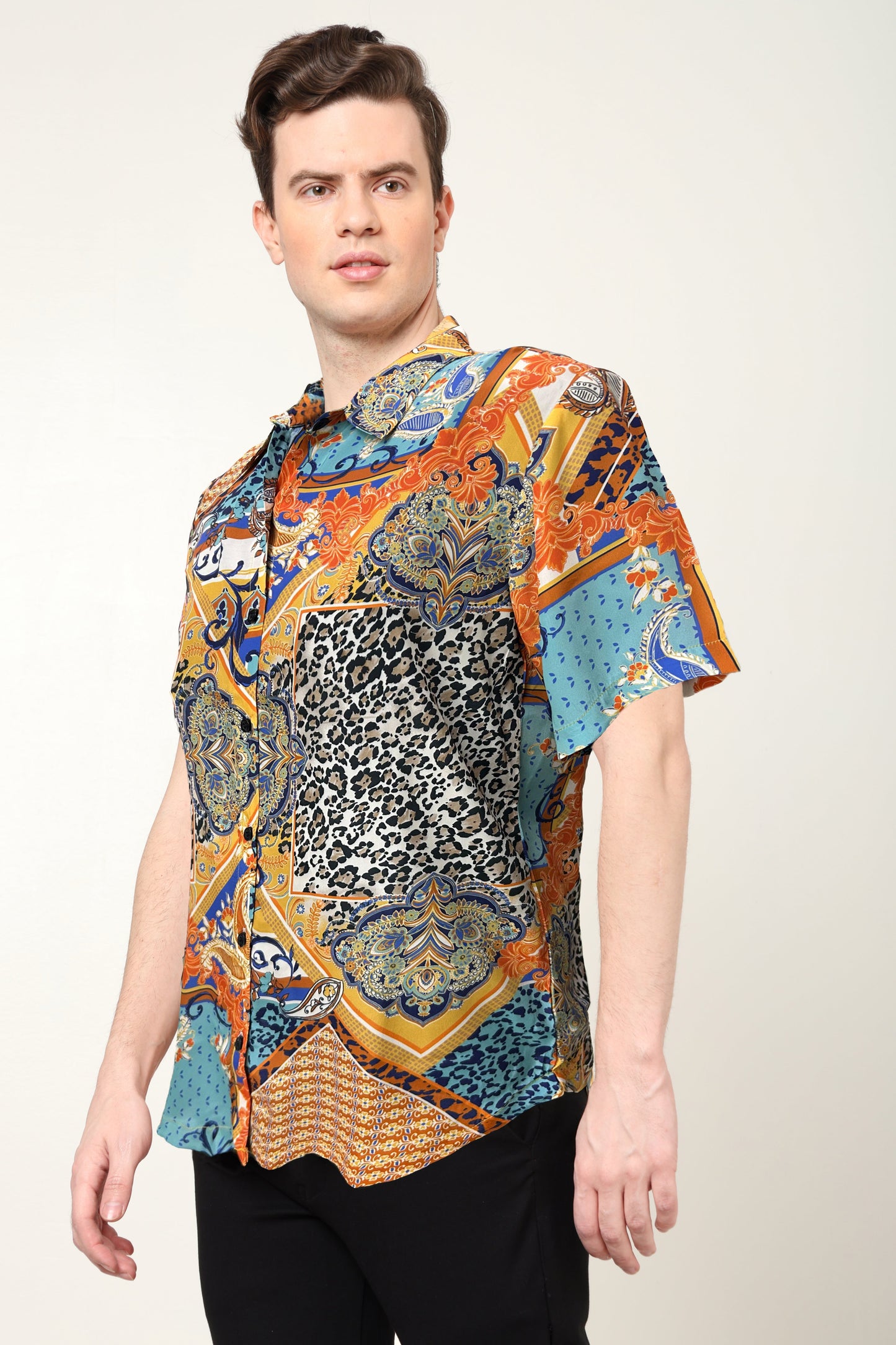 YASH GALLERY Men's Polyester Animal Printed Regular Shirt (Multi)