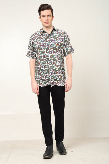 YASH GALLERY Men's Polyester Buti Printed Regular Shirt (Multi)