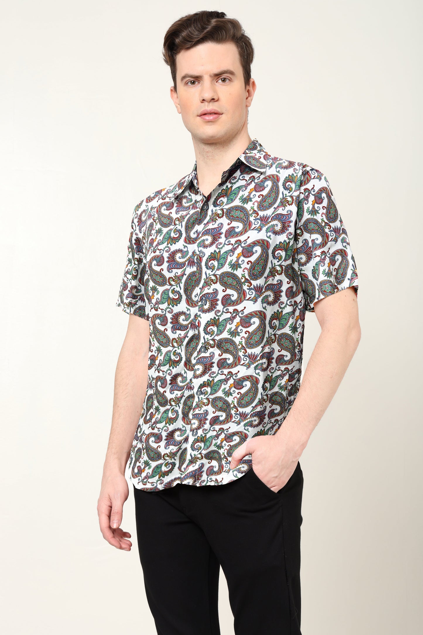 YASH GALLERY Men's Polyester Buti Printed Regular Shirt (Multi)