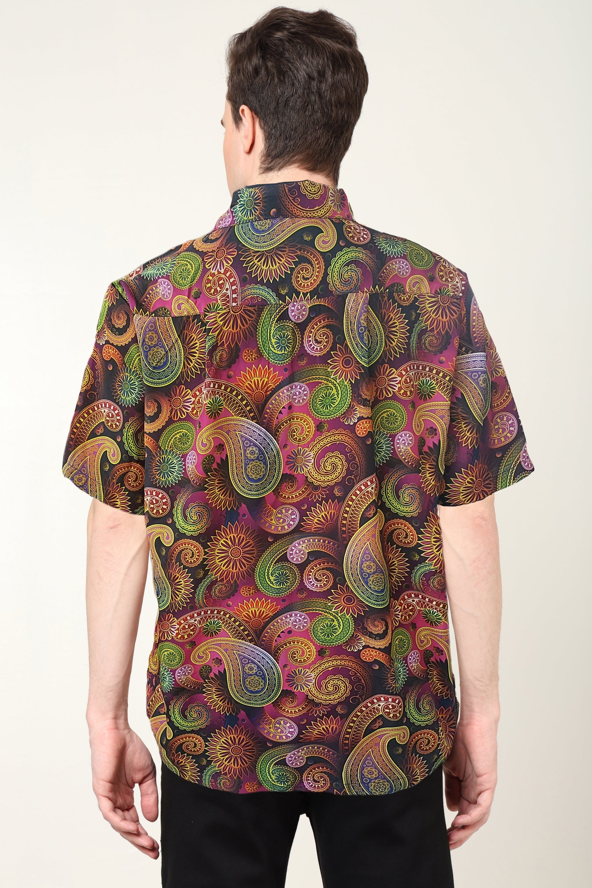 YASH GALLERY Men's Polyester Floral Printed Regular Shirt (Multi)
