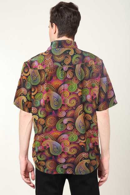 YASH GALLERY Men's Polyester Floral Printed Regular Shirt (Multi)