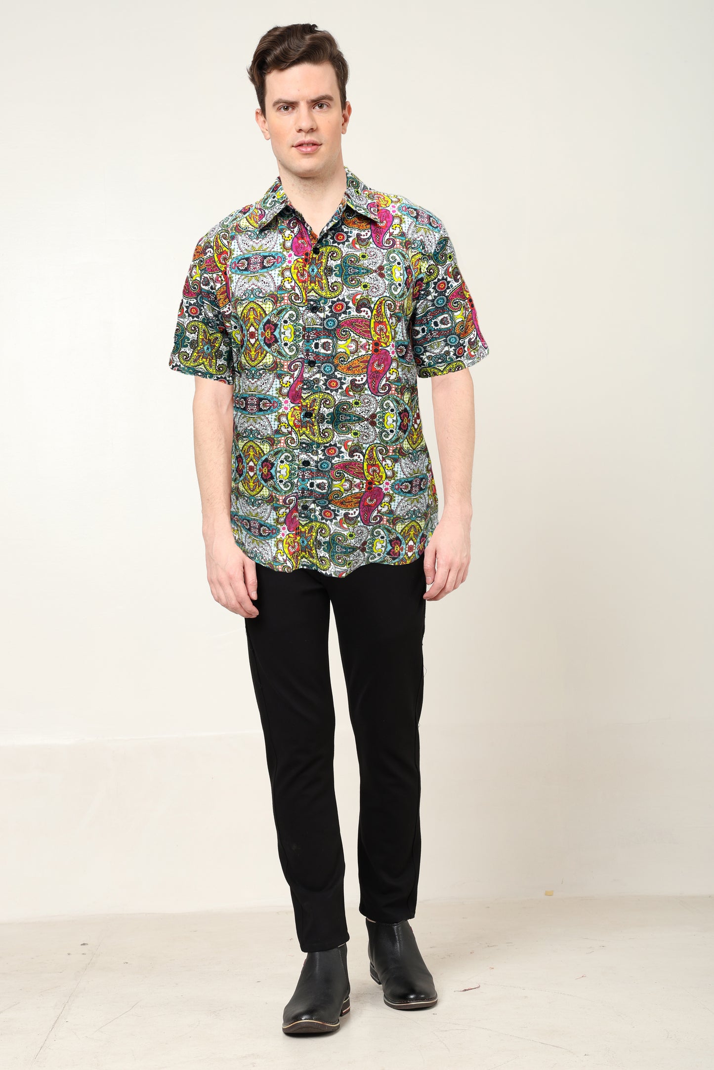 YASH GALLERY Men's Polyester Floral Printed Regular Shirt (Multi)