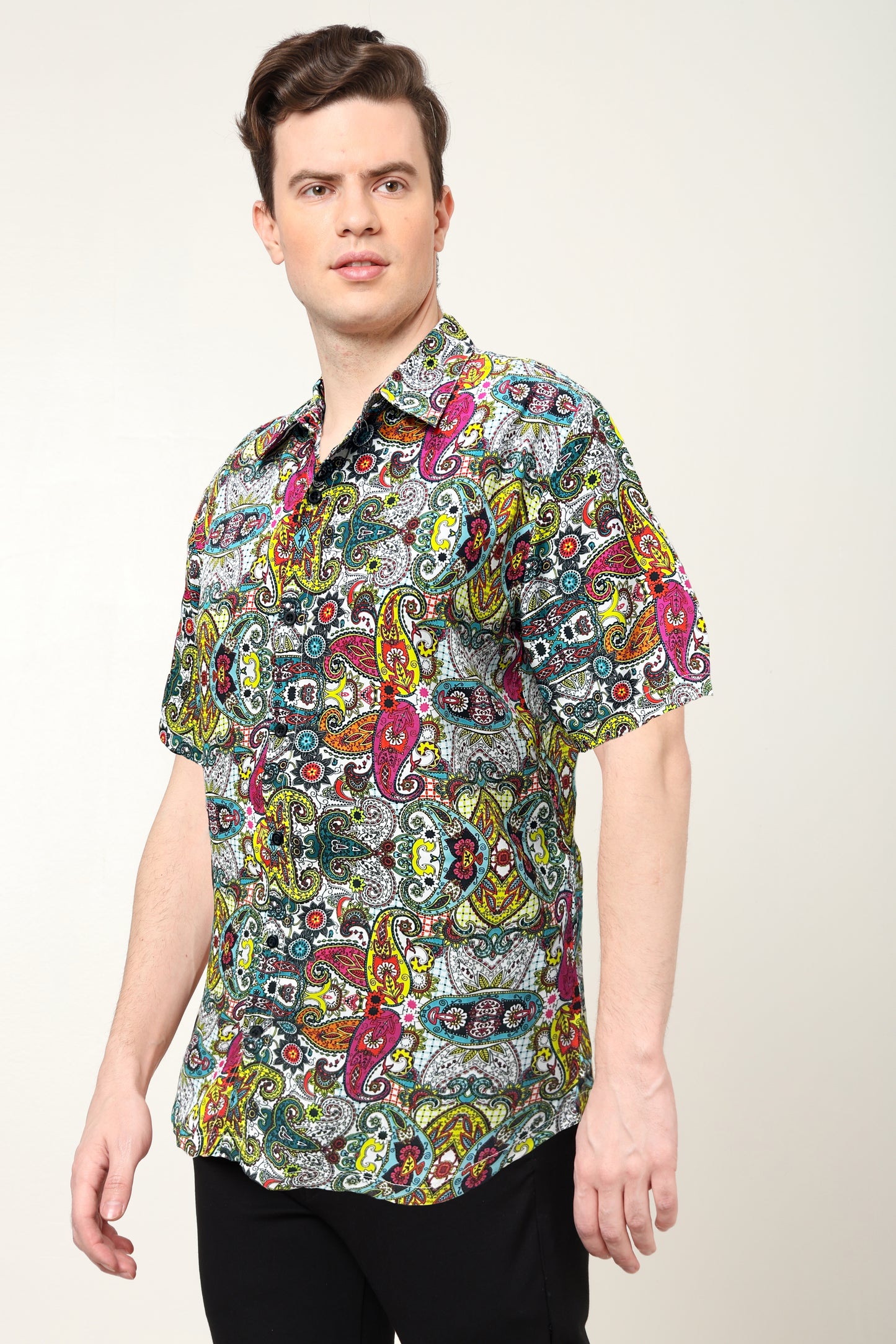 YASH GALLERY Men's Polyester Floral Printed Regular Shirt (Multi)