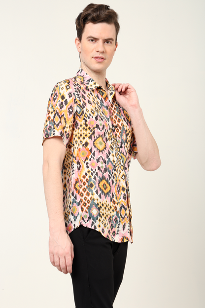 YASH GALLERY Men's Polyester Tropical Printed Regular Shirt