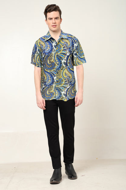 YASH GALLERY Men's Polyester Abstract Printed Regular Shirt (Multi)