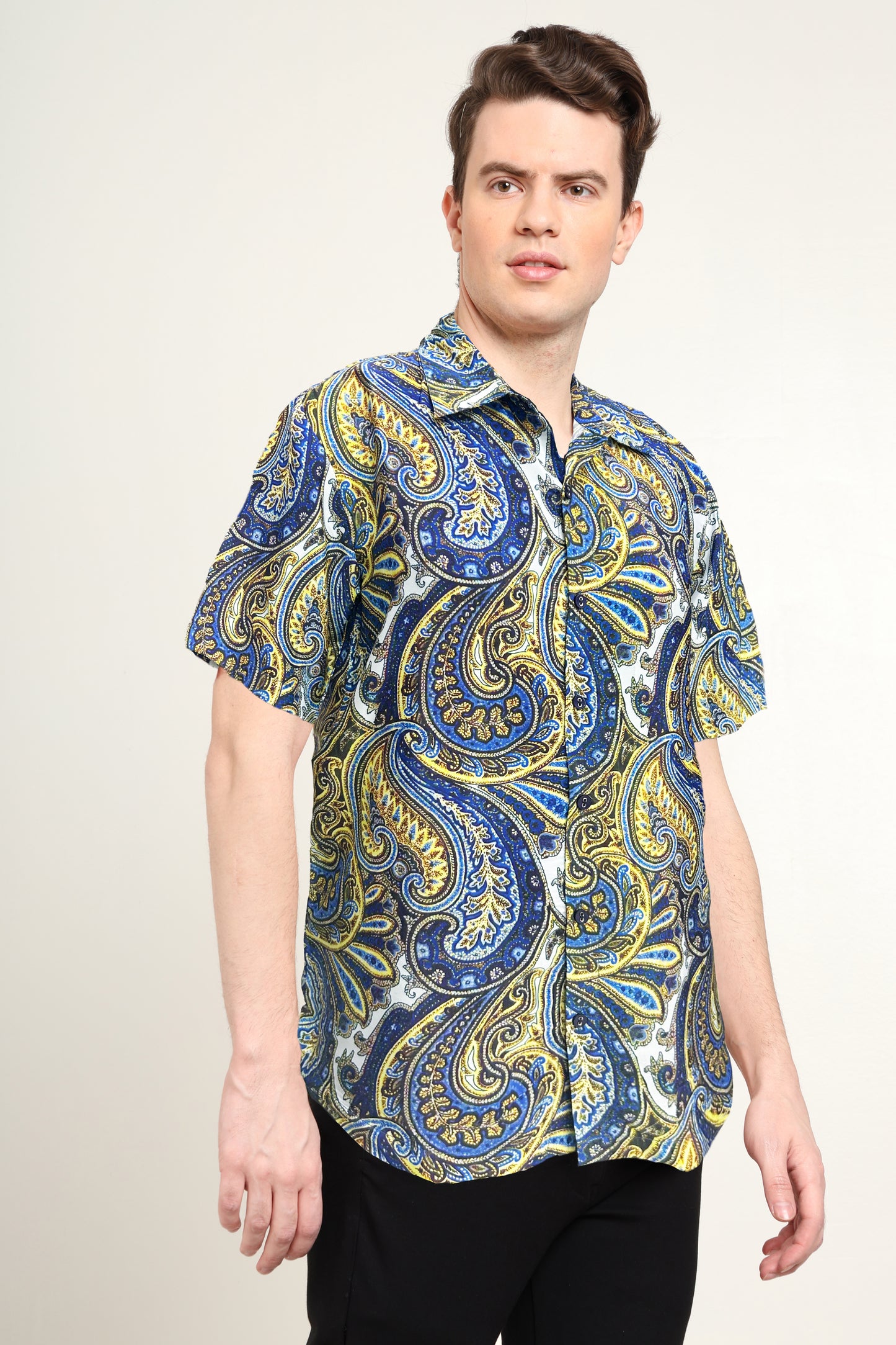 YASH GALLERY Men's Polyester Abstract Printed Regular Shirt (Multi)