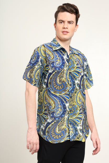 YASH GALLERY Men's Polyester Abstract Printed Regular Shirt (Multi)