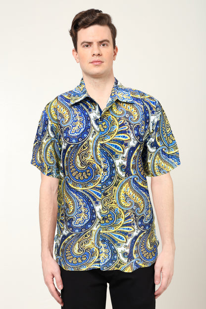 YASH GALLERY Men's Polyester Abstract Printed Regular Shirt (Multi)