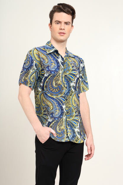 YASH GALLERY Men's Polyester Abstract Printed Regular Shirt (Multi)