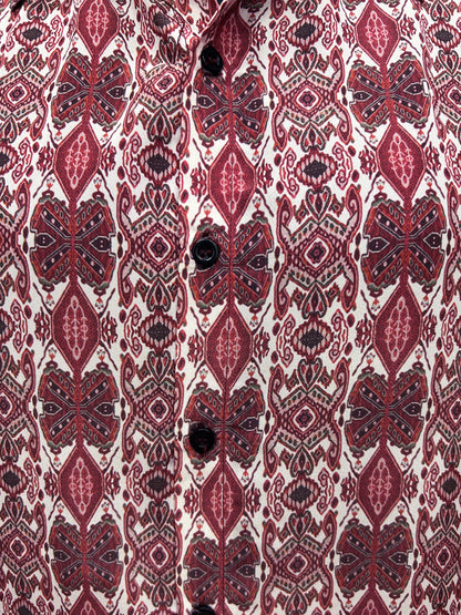 YASH GALLERY Men's Polyester Geometrical Printed Regular Shirt (Maroon)