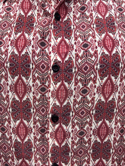 yash gallery mens polyester geometrical printed regular shirt maroon 