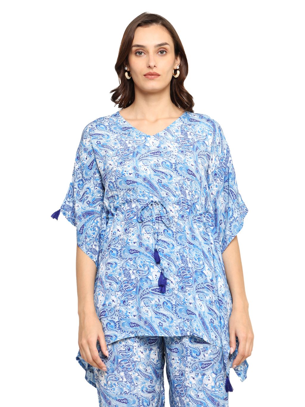 Yash Gallery Women's Polyester Digital Printed Kaftan Co-ord Set