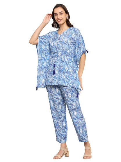 Yash Gallery Women's Polyester Digital Printed Kaftan Co-ord Set