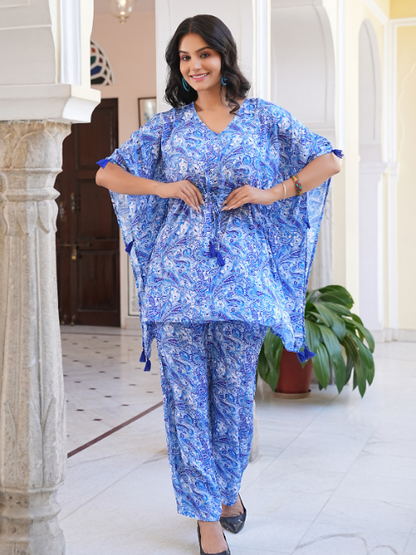 yash gallery womens polyester digital printed kaftan co ord set
