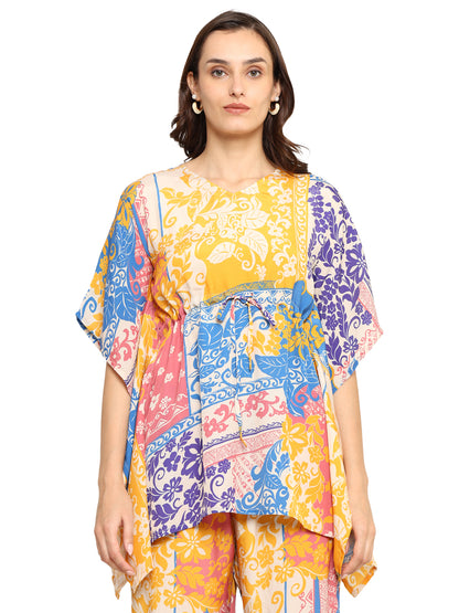 Yash Gallery Women's Polyester Digital Printed Kaftan Co-ord Set