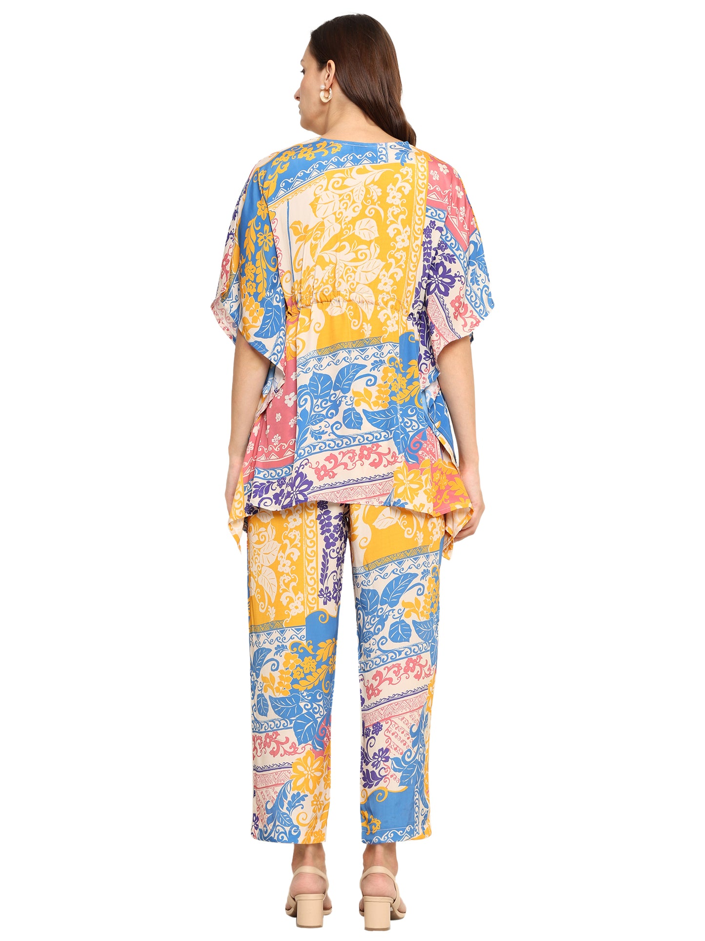 Yash Gallery Women's Polyester Digital Printed Kaftan Co-ord Set