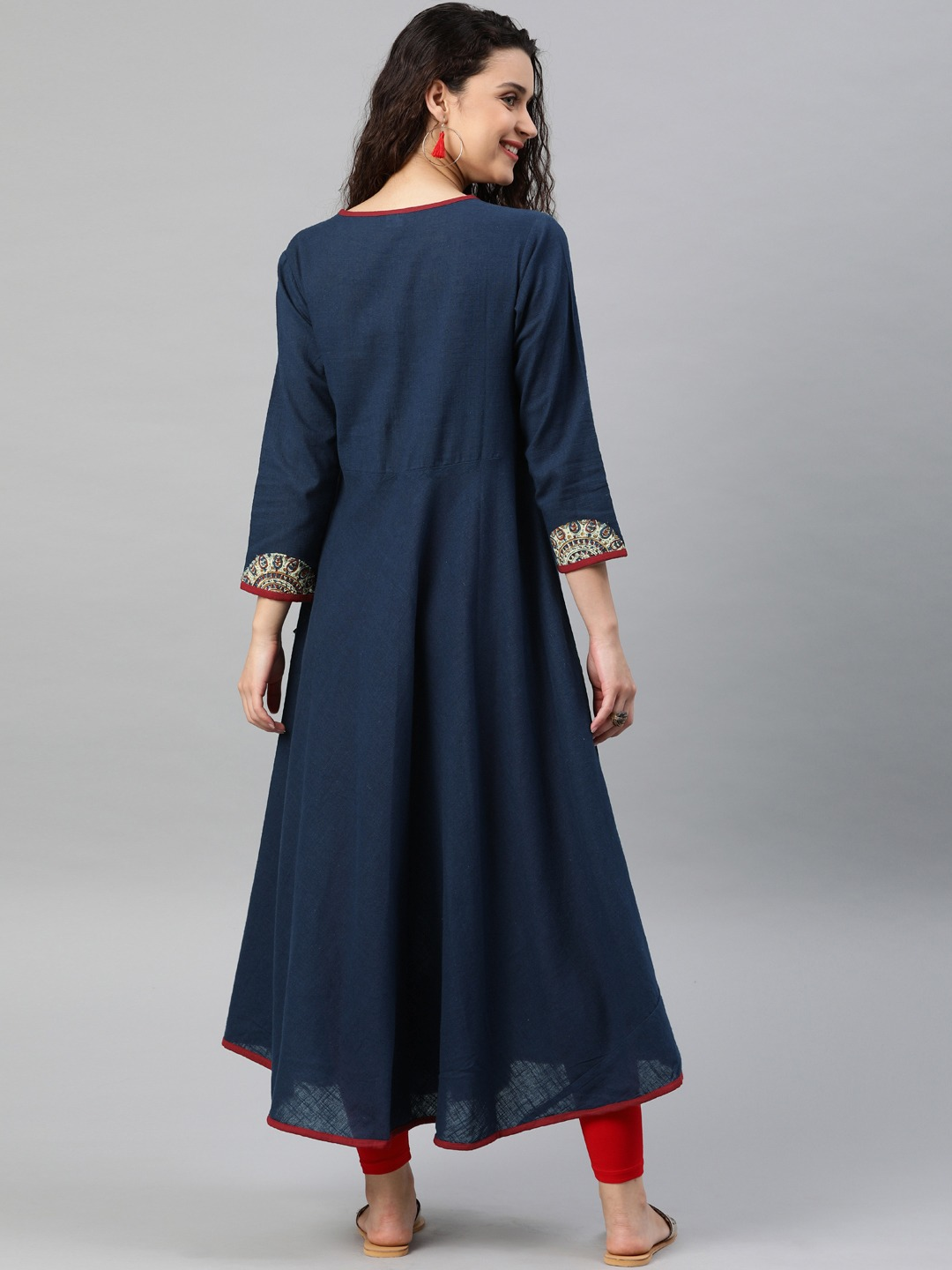 Yash Gallery Women's Cotton Slub Patch Work Angrakha Kurta