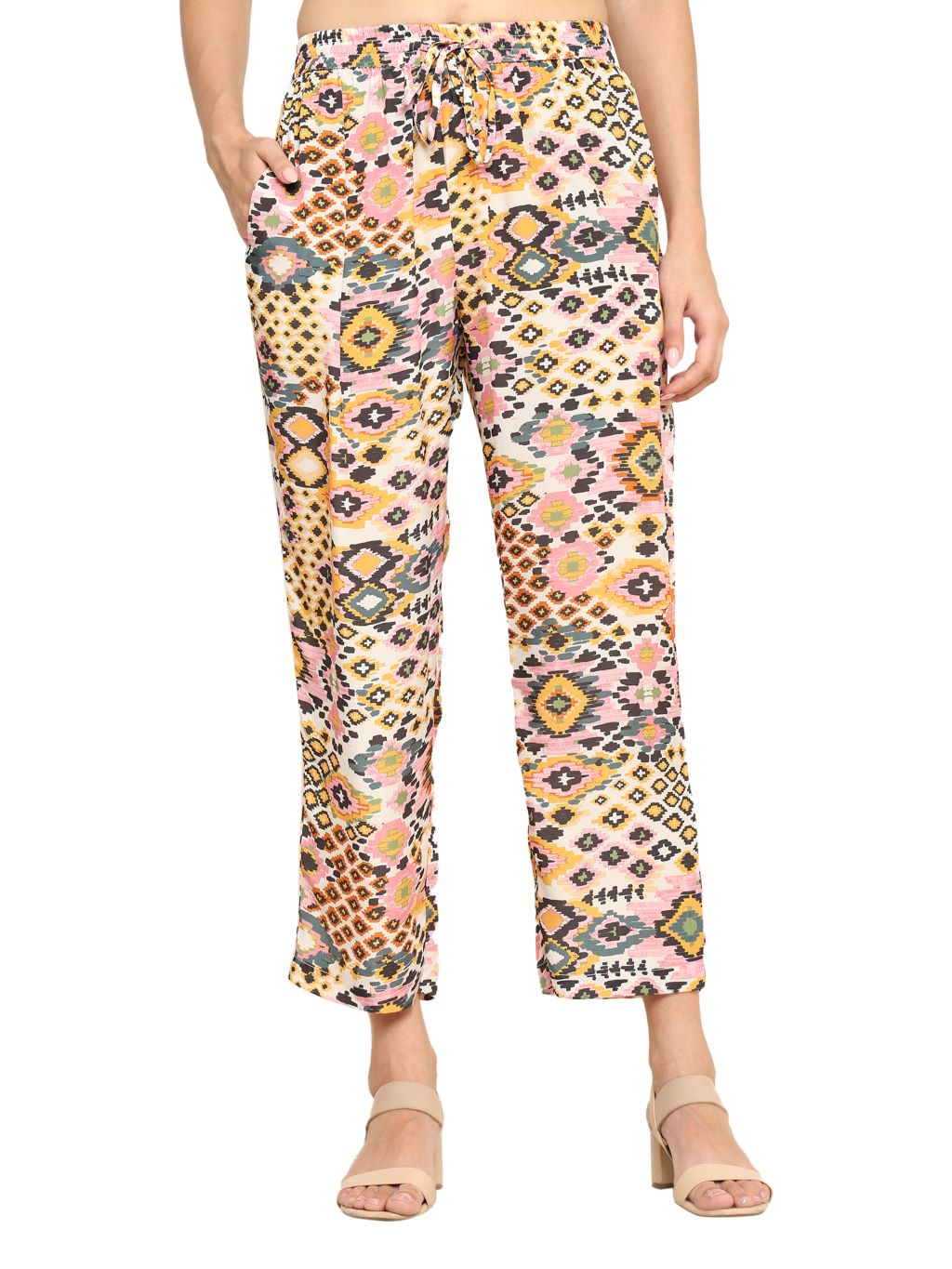 yash gallery womens polyester digital printed keyhole neck 3 4th sleeve co ord set top pant set short kurti set