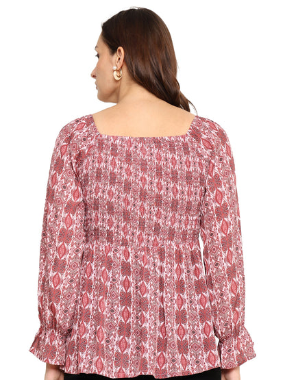 Yash Gallery Polyester Waist Length Digital Printed  Top for Women  Puff Sleeve
