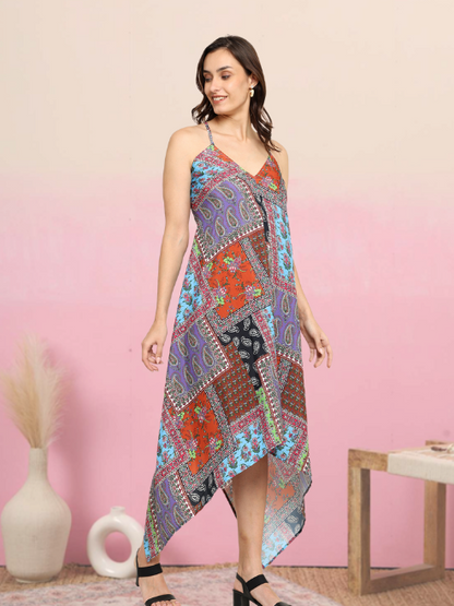 yash gallery womens multi floral flared fitted dress multi