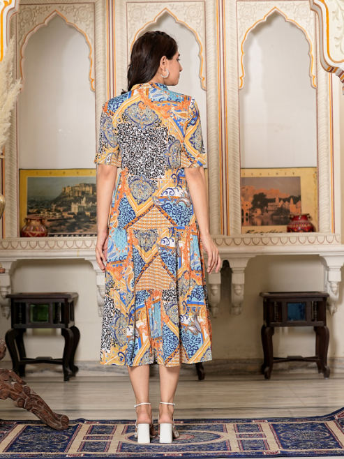 Yash Gallery Women's Animal Printed Tiered Dress