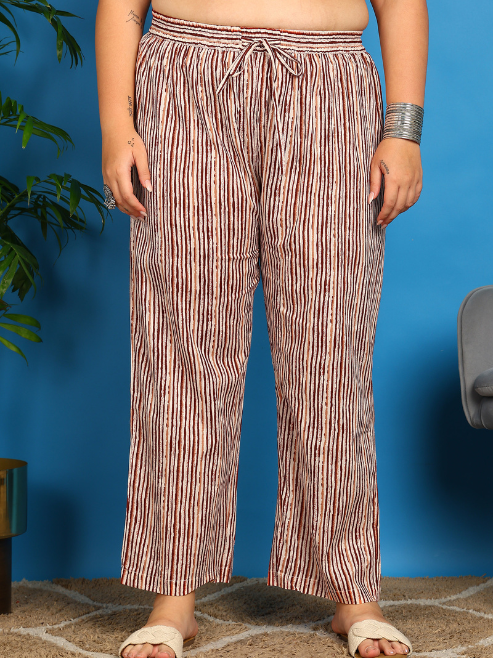 Yash Gallery Women’s Pure Cotton A-line Floral Print Kurta with Striped Pant & Dupatta V-Neck, 3/4 Sleeves